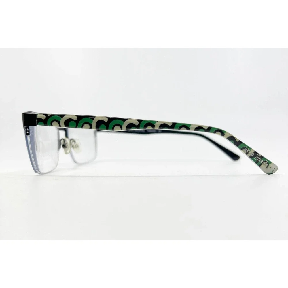 Vera Bradley Gabriella Eyeglasses Womens Black Half Rim Green Pattern 53-17-130